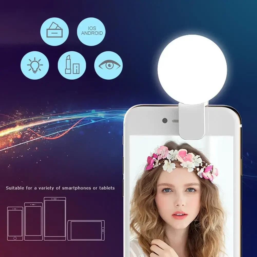 Mini LED Selfie Ring Light Clip